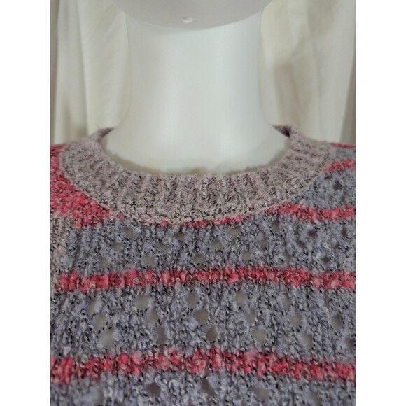 Boho Floral Knit Oversized Cropped Sweater Retro Pastels (Moon & Madison XS) - Picture 3 of 10